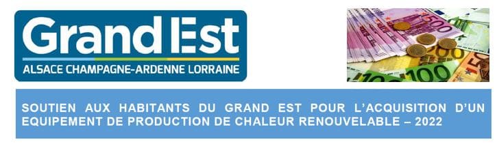Aide Région Grand Est : soutien aux habitants du Grand Est pour l’acquisition d’un équipement de production de chaleur renouvelable – 2022